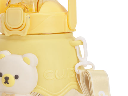 Cute Teddy Bear Water Bottle for Kids– 1300ml, Leak-Proof Plastic Bottle with Taddy Print – Designer School Bottle