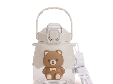 Cute Teddy Bear Water Bottle for Kids– 1300ml, Leak-Proof Plastic Bottle with Taddy Print – Designer School Bottle