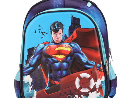Superman 3D School Bag with cartoon Design|KIDS BAG| Water Resistant |14 Inch|Boys&Girls School Bag, Blue color