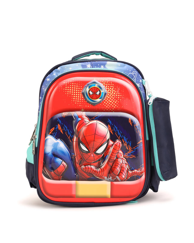 SpiderMan Web 3D School Bag with cartoon Design|KIDS BAG| Water Resistant |14 Inch|Boys&Girls School Bag, Red color