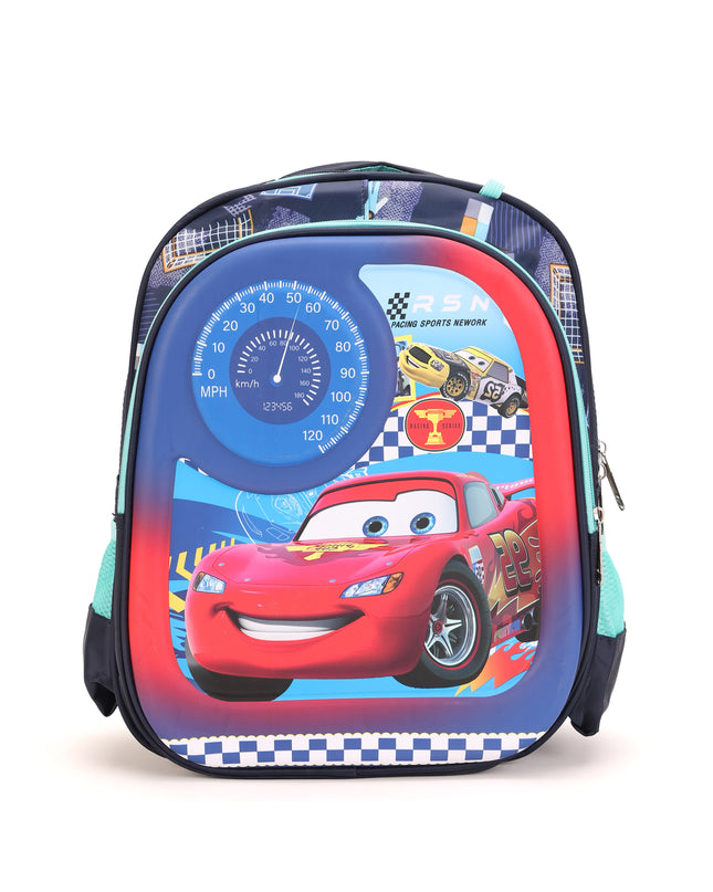 Car 3D School Bag with cartoon Design|KIDS BAG| Water Resistant |14 Inch|Boys&Girls School Bag, Blue & Red color