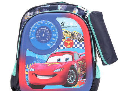 Car 3D School Bag with cartoon Design|KIDS BAG| Water Resistant |14 Inch|Boys&Girls School Bag, Blue & Red color