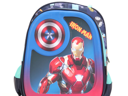 Iron Man 3D School Bag with cartoon Design|KIDS BAG| Water Resistant |14 Inch|Boys&Girls School Bag Red & Blue color