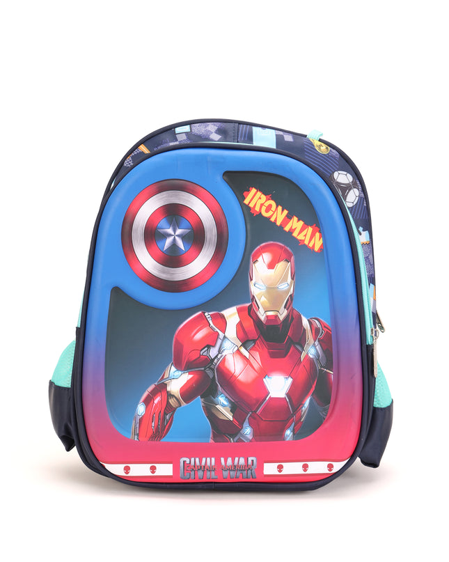 Iron Man 3D School Bag with cartoon Design|KIDS BAG| Water Resistant |14 Inch|Boys&Girls School Bag Red & Blue color