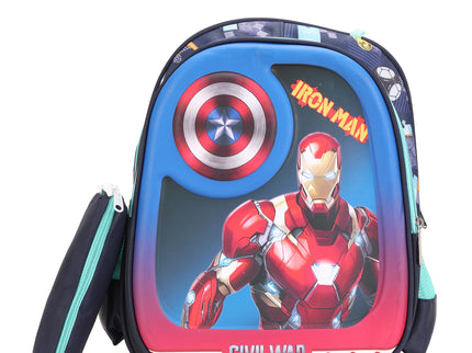 Iron Man 3D School Bag with cartoon Design|KIDS BAG| Water Resistant |14 Inch|Boys&Girls School Bag Red & Blue color