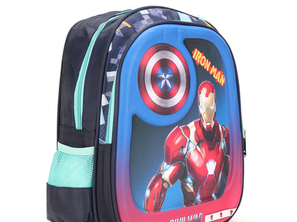 Iron Man 3D School Bag with cartoon Design|KIDS BAG| Water Resistant |14 Inch|Boys&Girls School Bag Red & Blue color