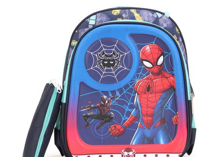 SpiderMan 3D School Bag with cartoon Design|KIDS BAG| Water Resistant |14 Inch|Boys&Girls School Bag Blue & Red