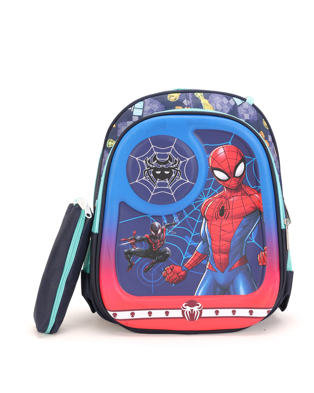 SpiderMan 3D School Bag with cartoon Design|KIDS BAG| Water Resistant |14 Inch|Boys&Girls School Bag Blue & Red