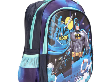 Batman 3D School Bag with cartoon Design|KIDS BAG| Water Resistant |14 Inch|Boys&Girls School Bag, Blue color