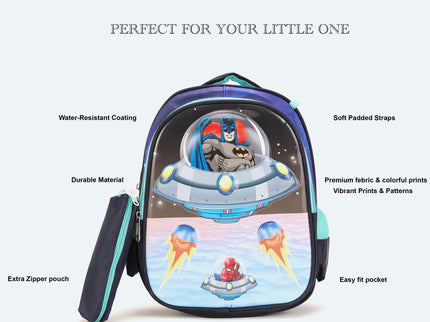 3D School Bag with cartoon Design|KIDS BAG| Water Resistant |14 Inch|Boys&Girls School Bag Blue color