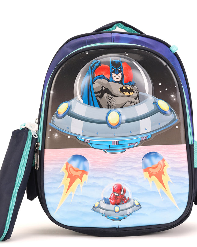 3D School Bag with cartoon Design|KIDS BAG| Water Resistant |14 Inch|Boys&Girls School Bag Blue color