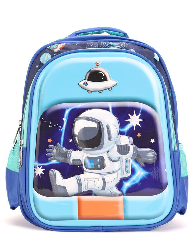 Space Astronaut 3D School Bag with cartoon Design|KIDS BAG| Water Resistant |14 Inch|Boys&Girls School Bag, Blue Color