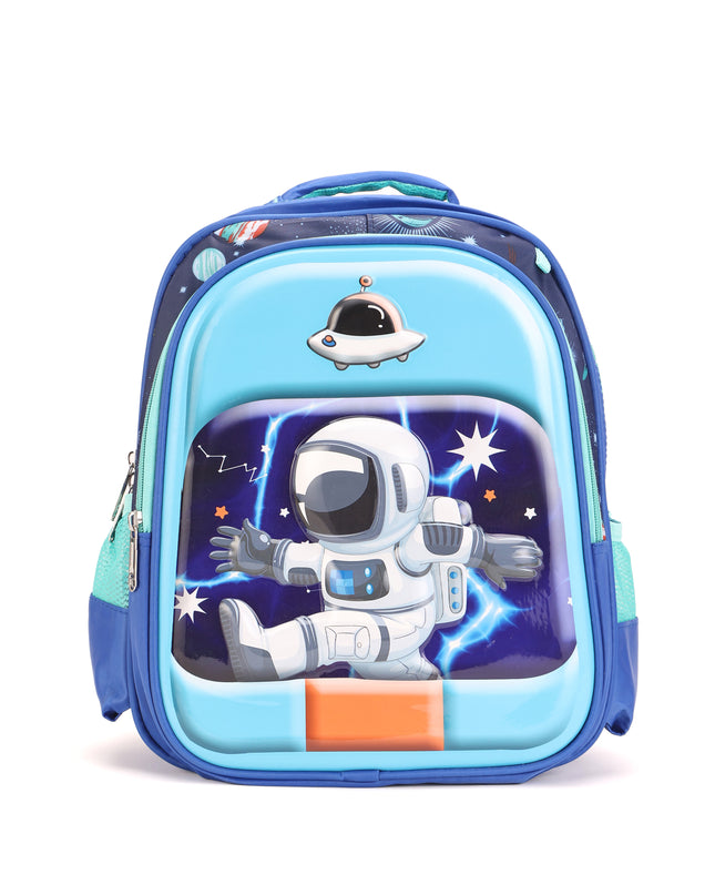 Space Astronaut 3D School Bag with cartoon Design|KIDS BAG| Water Resistant |14 Inch|Boys&Girls School Bag, Blue Color