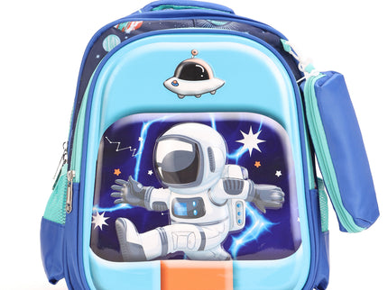 Space Astronaut 3D School Bag with cartoon Design|KIDS BAG| Water Resistant |14 Inch|Boys&Girls School Bag, Blue Color