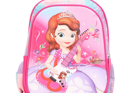 GirlWithGuitar Pink 3D School Bag with cartoon Design|KIDS BAG| Water Resistant |14 Inch|Boys&Girls School Bag, Pink color