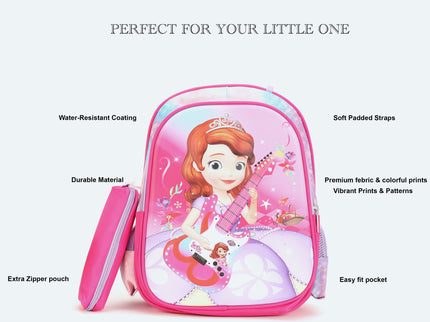 GirlWithGuitar Pink 3D School Bag with cartoon Design|KIDS BAG| Water Resistant |14 Inch|Boys&Girls School Bag, Pink color