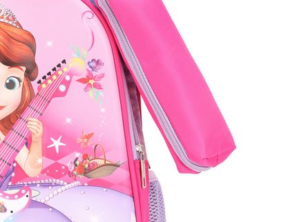GirlWithGuitar Pink 3D School Bag with cartoon Design|KIDS BAG| Water Resistant |14 Inch|Boys&Girls School Bag, Pink color