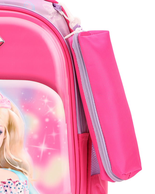 Barbie Pink 3D School Bag with cartoon Design|KIDS BAG| Water Resistant |14 Inch|Boys&Girls School Bag, Pink color