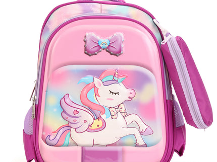 Unicorn Pink 3D School Bag with cartoon Design|KIDS BAG| Water Resistant |14 Inch|Boys&Girls School Bag, Pink color