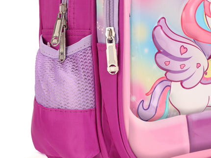 Unicorn Pink 3D School Bag with cartoon Design|KIDS BAG| Water Resistant |14 Inch|Boys&Girls School Bag, Pink color