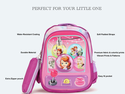 Pink 3D School Bag with cartoon Design|KIDS BAG| Water Resistant |14 Inch|Boys&Girls School Bag, Pink color