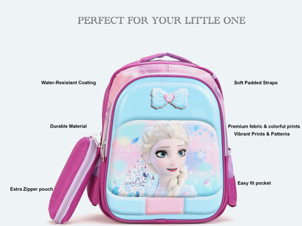 Barbie girl Pink 3D School Bag with cartoon Design|KIDS BAG| Water Resistant |14 Inch|Boys&Girls School Bag, Pink color